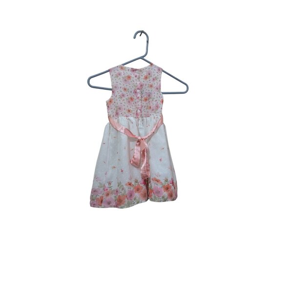 Nanette 4T Floral Sleeveless Dress With Pink Bow & Button Back spring Easter - Picture 2 of 8